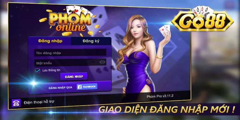 Giao diện đăng nhập phỏm tá lả Go88